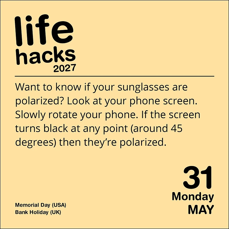 Life Hacks 2027 Box Calendar
