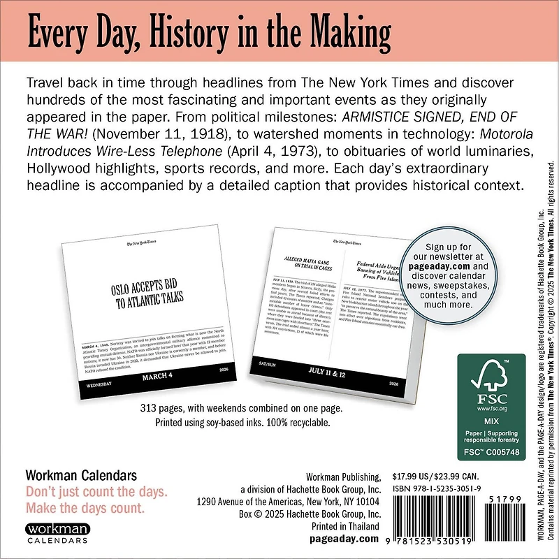 The New York Times Headlines In History 2026 Box Calendar - Online Only