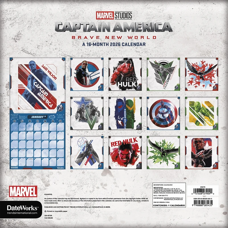 Captain America: Brave New World 2026 Wall Calendar - Online Only