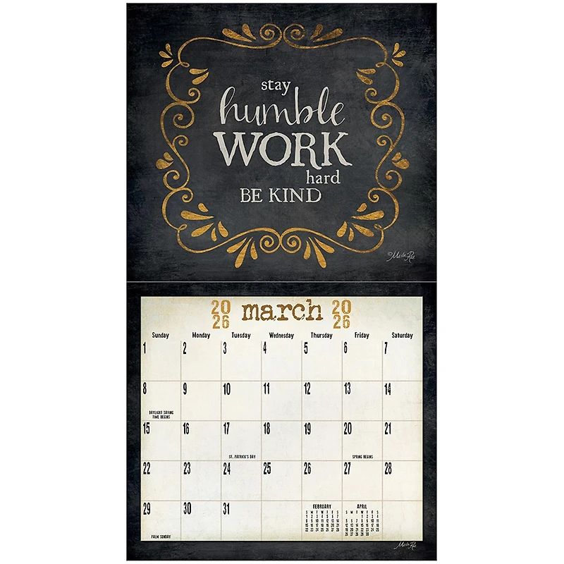 Words To Live By 2026 Deluxe Wall Calendar