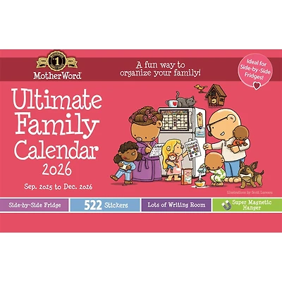 Motherword Magnetic Fridge English 2025-2026 Wall Calendar