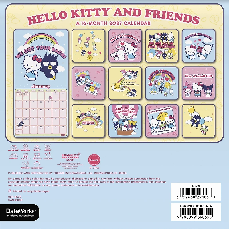 Hello Kitty and Friends 2027 Mini Calendar