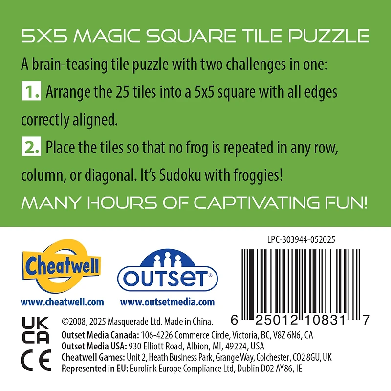 Frogs Magic Square 25 Piece Puzzle - Online Only