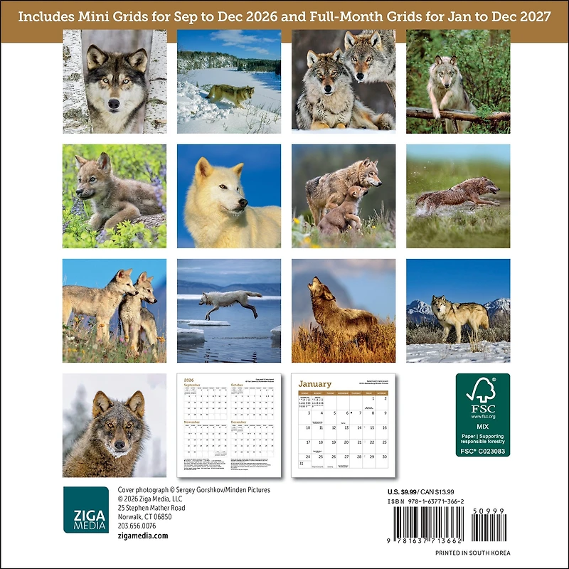 Wolves 2027 Mini Calendar