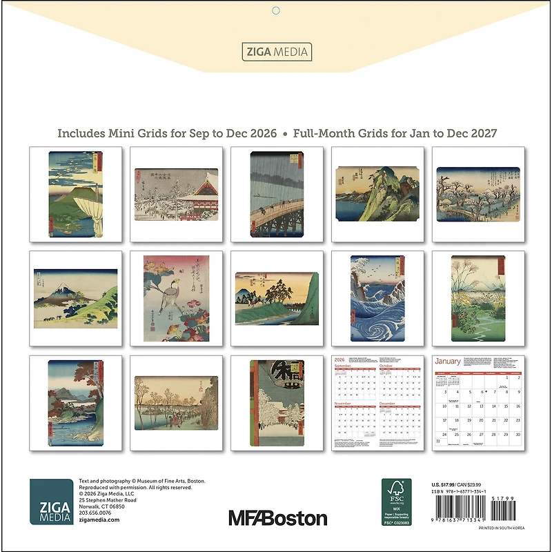 Japanese Woodblocks MFA Boston 2027 Wall Calendar