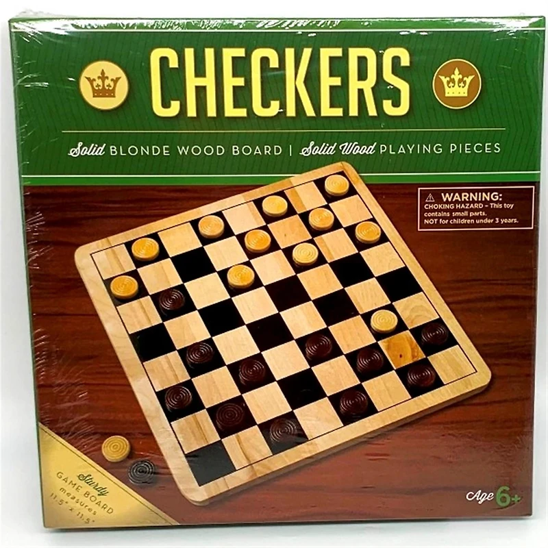 Checkers with Natural Wood Board
