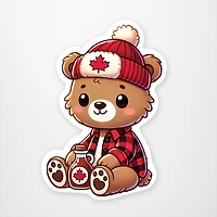Cool Canadian Bear w Maple Syrup Vinyl Sticker