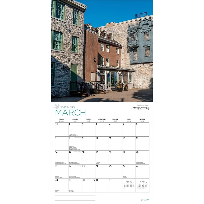 Ottawa 2027 Wall Calendar