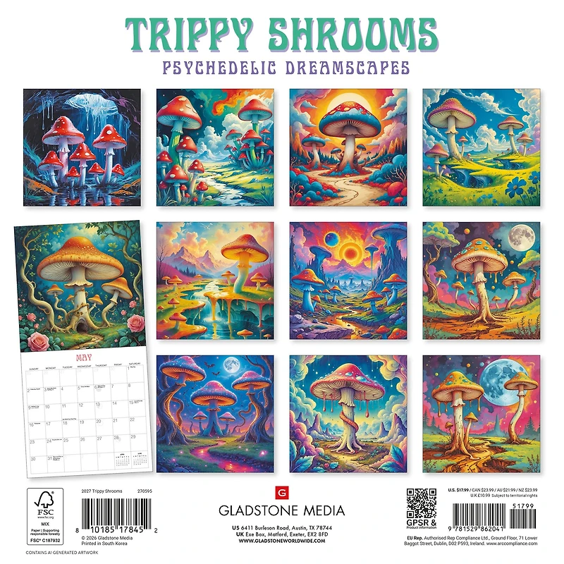 Trippy Shrooms 2027 Wall Calendar