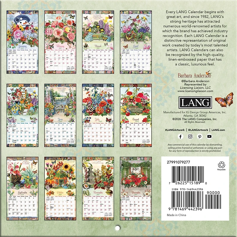 Garden Botanicals 2027 Mini Calendar