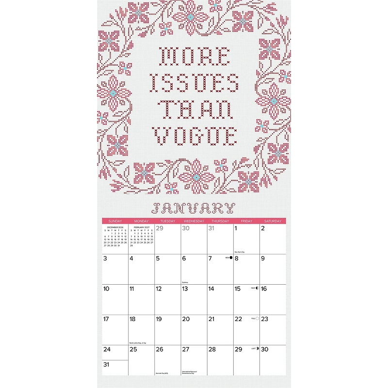 Bitchin' Cross-Stitchin' 2027 Wall Calendar