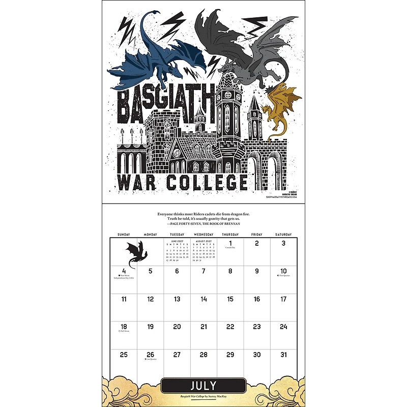 Fourth Wing Officially Licensed Fan Art 2027 Wall Calendar