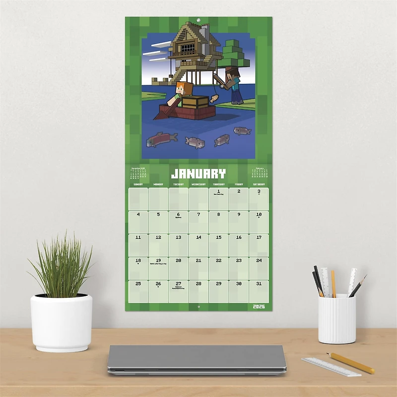 Minecraft Exclusive with Decal 2026 Deluxe Wall Calendar