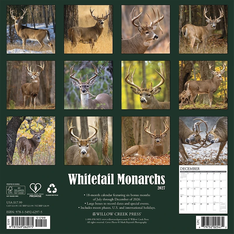 Whitetail Monarchs 2027 Wall Calendar