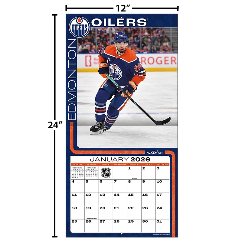 NHL Edmonton Oilers 2026 Wall Calendar