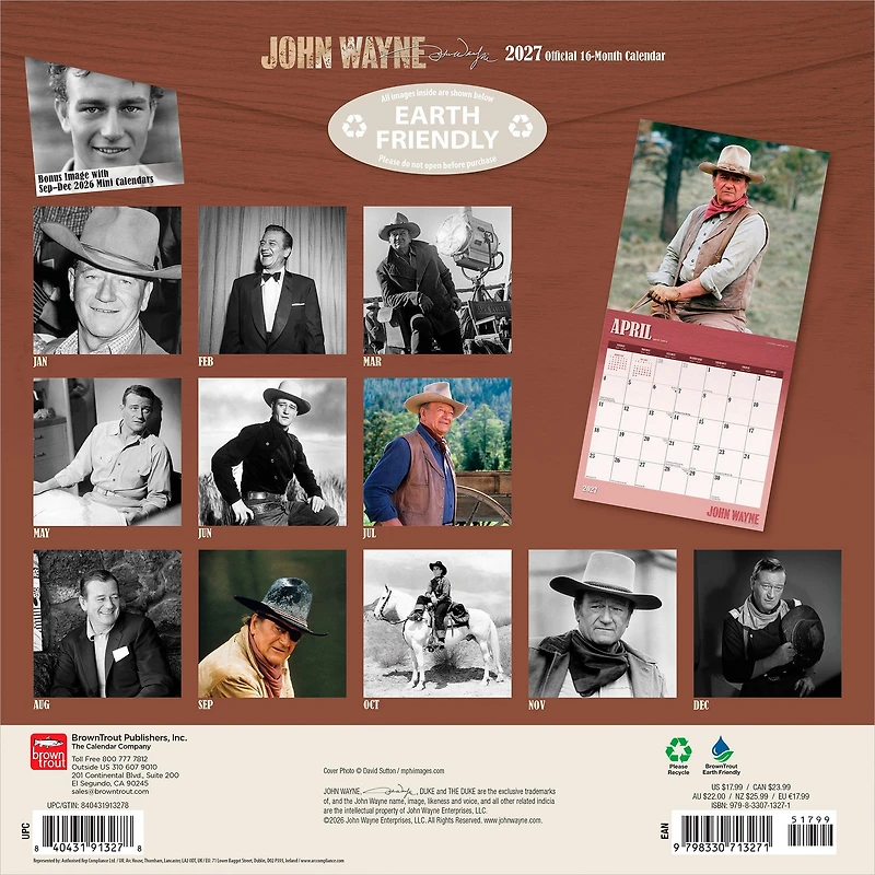 John Wayne 2027 Wall Calendar