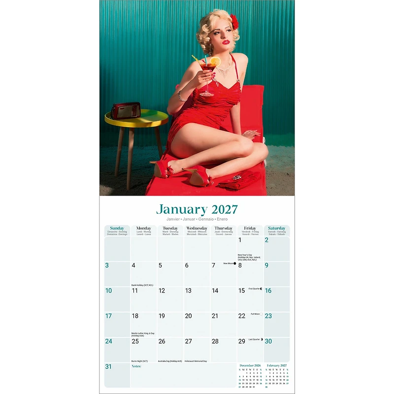 Retro Pin Ups 2027 Wall Calendar