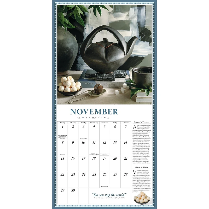 Collectible Teapot 2026 Wall Calendar