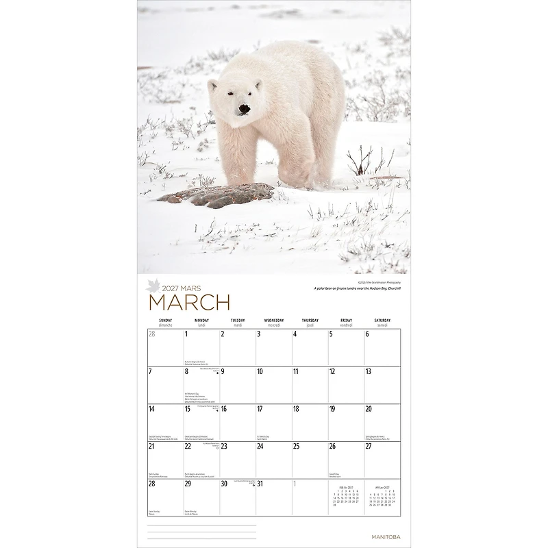 Manitoba 2027 Wall Calendar