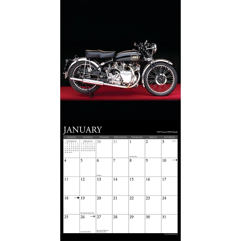 Classic Motorcycles 2026 Wall Calendar