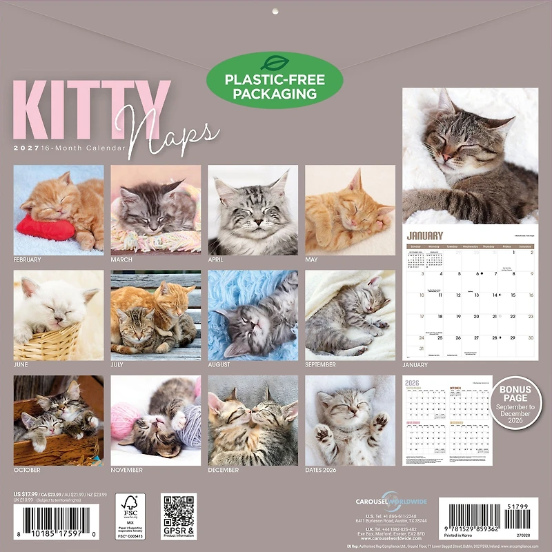 Kitty Naps 2027 Wall Calendar