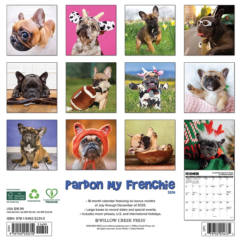 Pardon My Frenchie 2026 Wall Calendar