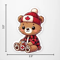Cool Canadian Bear w Maple Syrup Vinyl Sticker