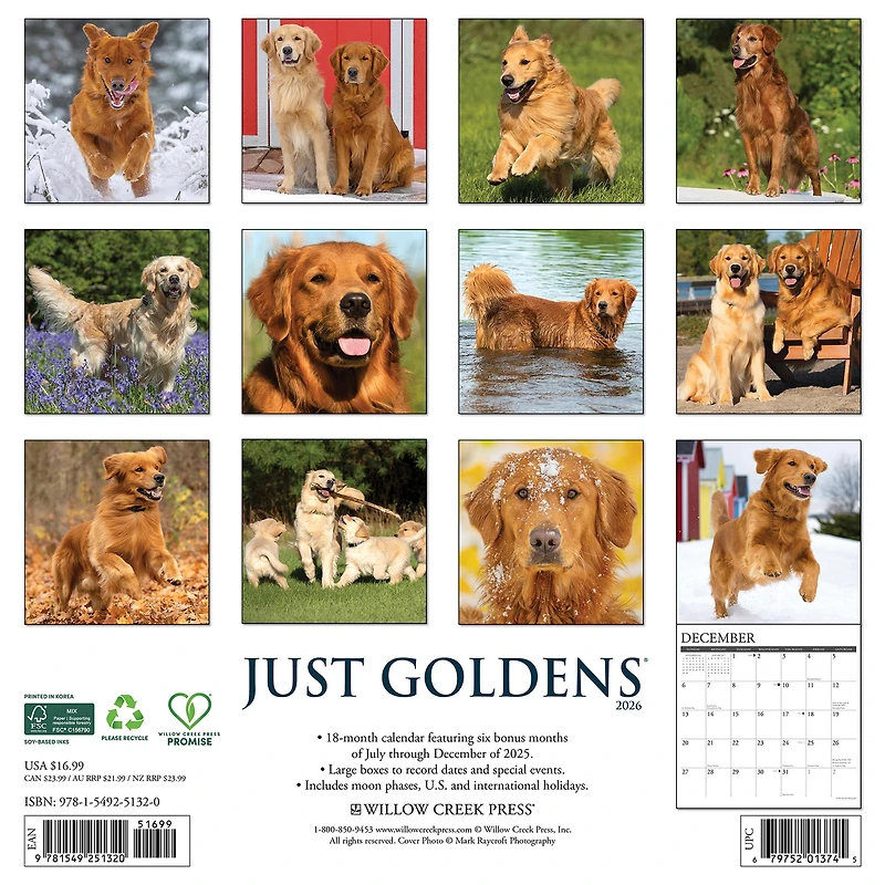 Just Goldens 2026 Wall Calendar