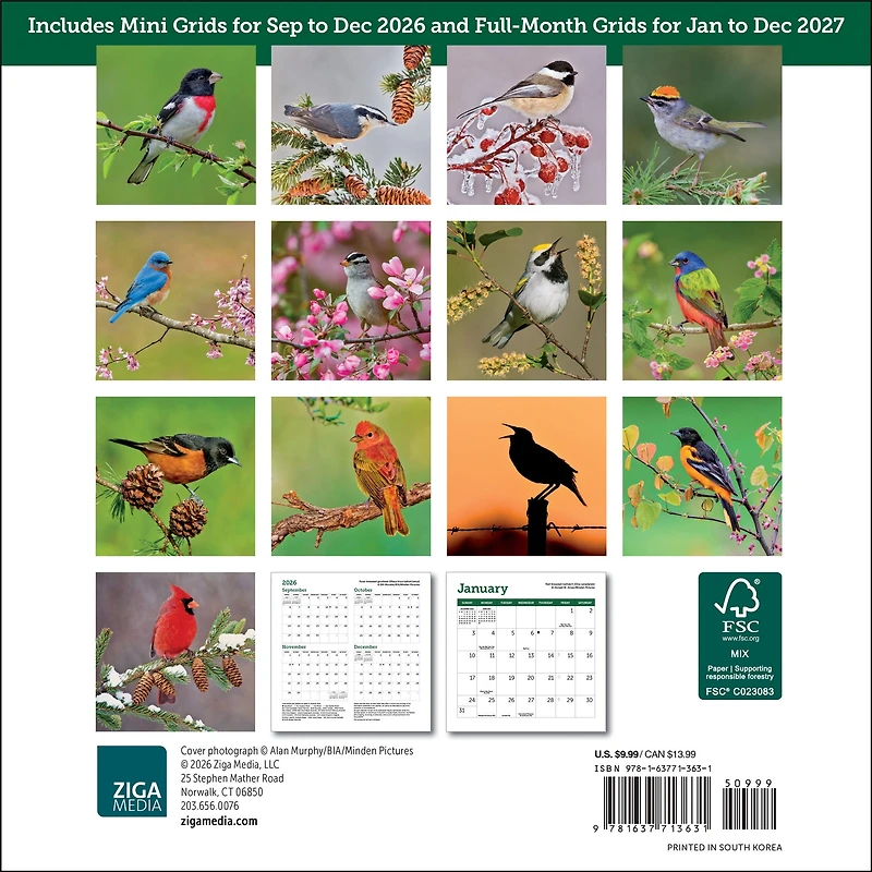 Songbirds 2027 Mini Calendar