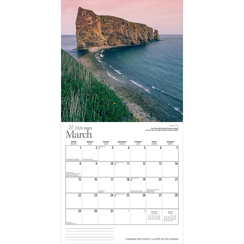 Canadas East Coast 2026 Wall Calendar