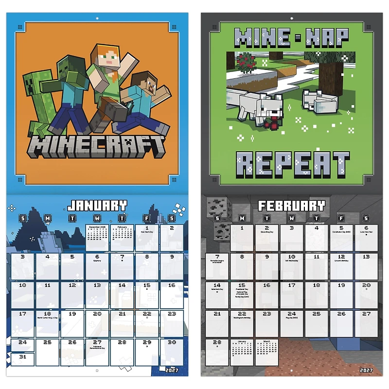 Minecraft 2027 Wall Calendar