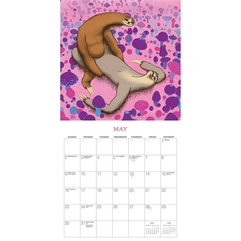 Kama Sutra Sloths 2027 Wall Calendar