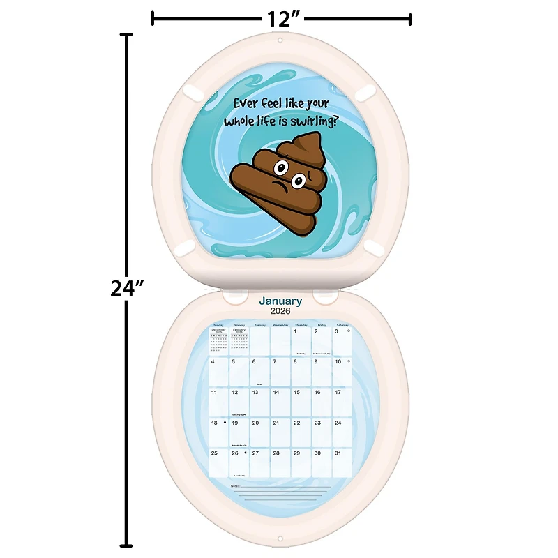 Poo Happens Die Cut 2026 Wall Calendar