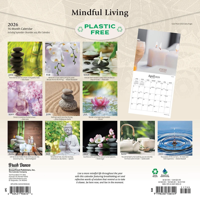 Mindful Living 2026 Wall Calendar