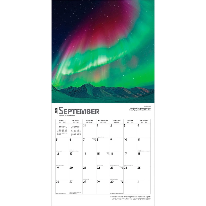 Aurora Borealis / Les aurores boréales 2027 Wall Calendar - Online Only