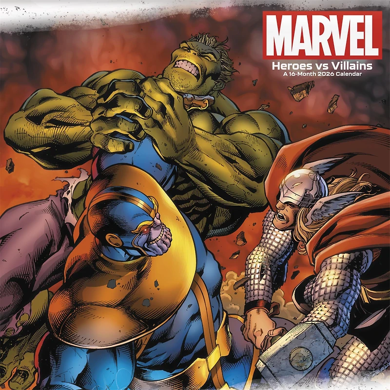 Marvel Heroes Vs Villains 2026 Wall Calendar