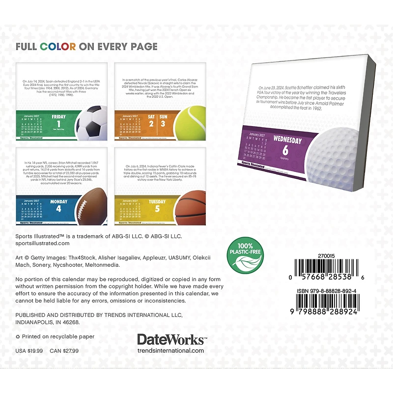Sports Illustrated Sports 2027 Box Calendar - Online Only
