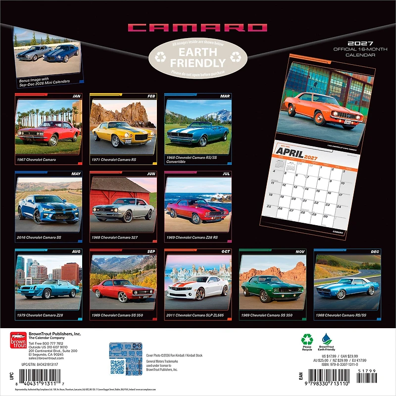 Camaro 2027 Wall Calendar
