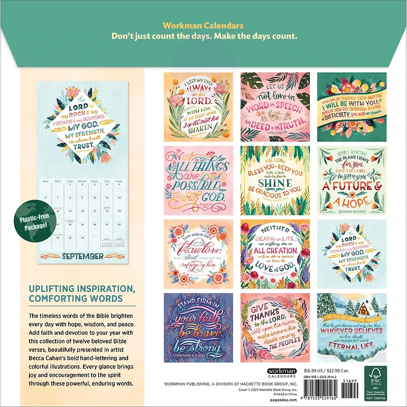 Bible Verses Illustrated 2026 Wall Calendar