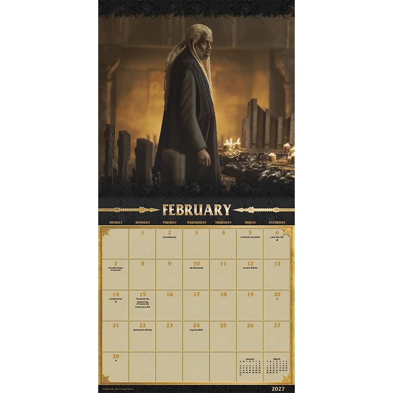 Game of Thrones - House of the Dragon 2027 Wall Calendar