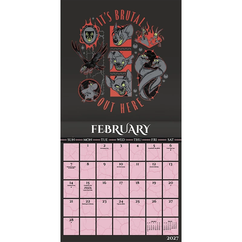 Disney Villains 2027 Wall Calendar