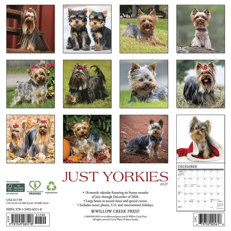 Yorkies 2027 Wall Calendar
