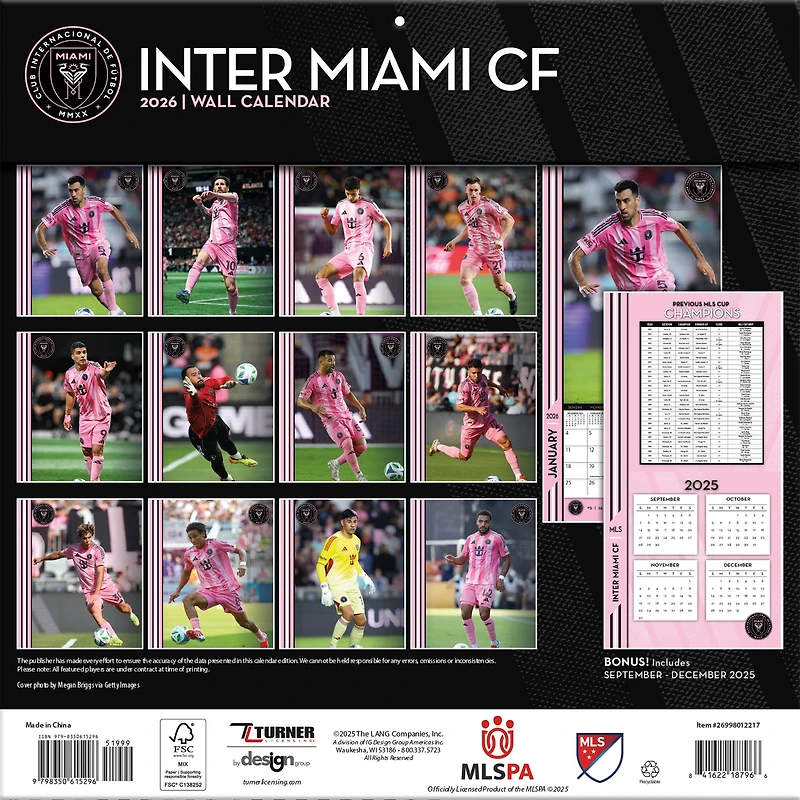 MLS Inter Miami 2026 Wall Calendar