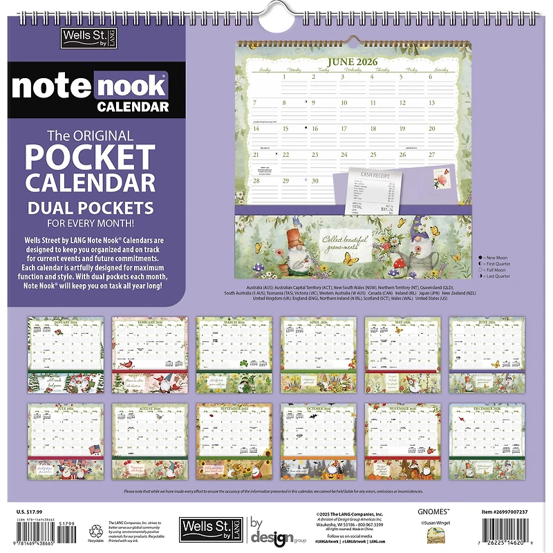 Gnomes Note Nook Wall  2026 Calendar
