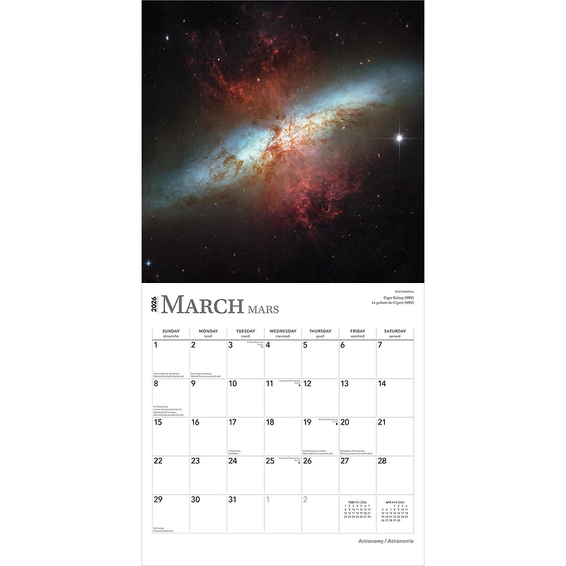 Astronomie 2026 Wall Calendar (French)