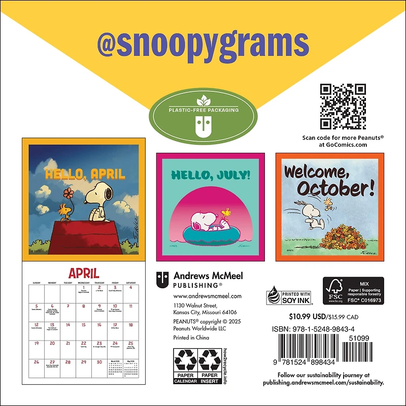 Peanuts @Snoopygrams 2026 Mini Calendar