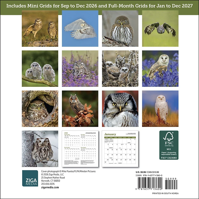 Owls 2027 Mini Calendar