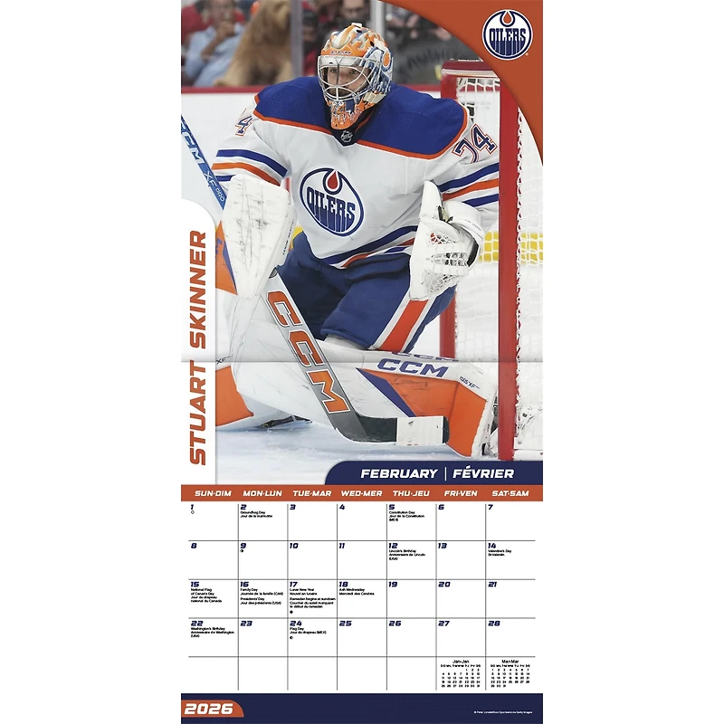 NHL Edmonton Oilers Bilingual 2026 Wall Calendar