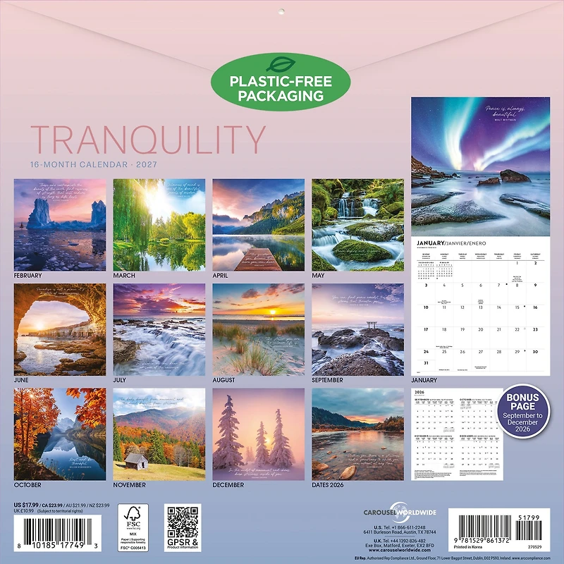 Tranquility 2027 Wall Calendar
