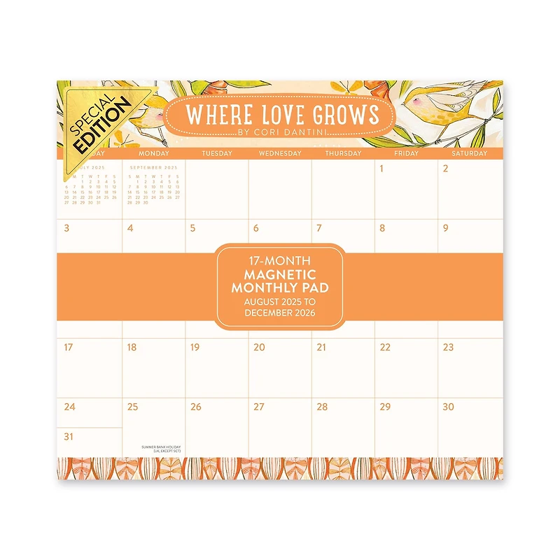 Where Love Grows 2025-2026 Exclusive Mini Magnetic Pad Calendar